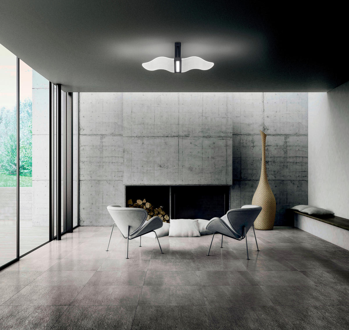 STROPNA LED-SVETILKA  Fenice 40 W//3000 K/230 V/ - črna, Design, kovina/umetna masa (85/40/200cm)