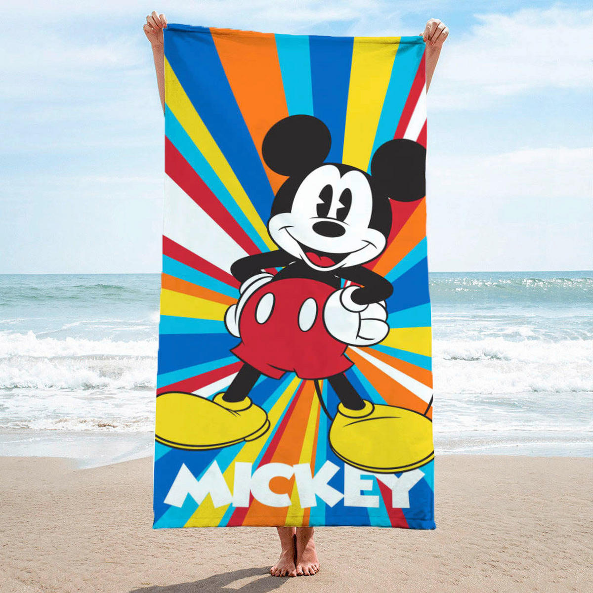STRANDTUCH Disney Mickey Mouse Mickey Multicolor 150/70 cm  - Multicolor, Basics, Textil (150/70cm)