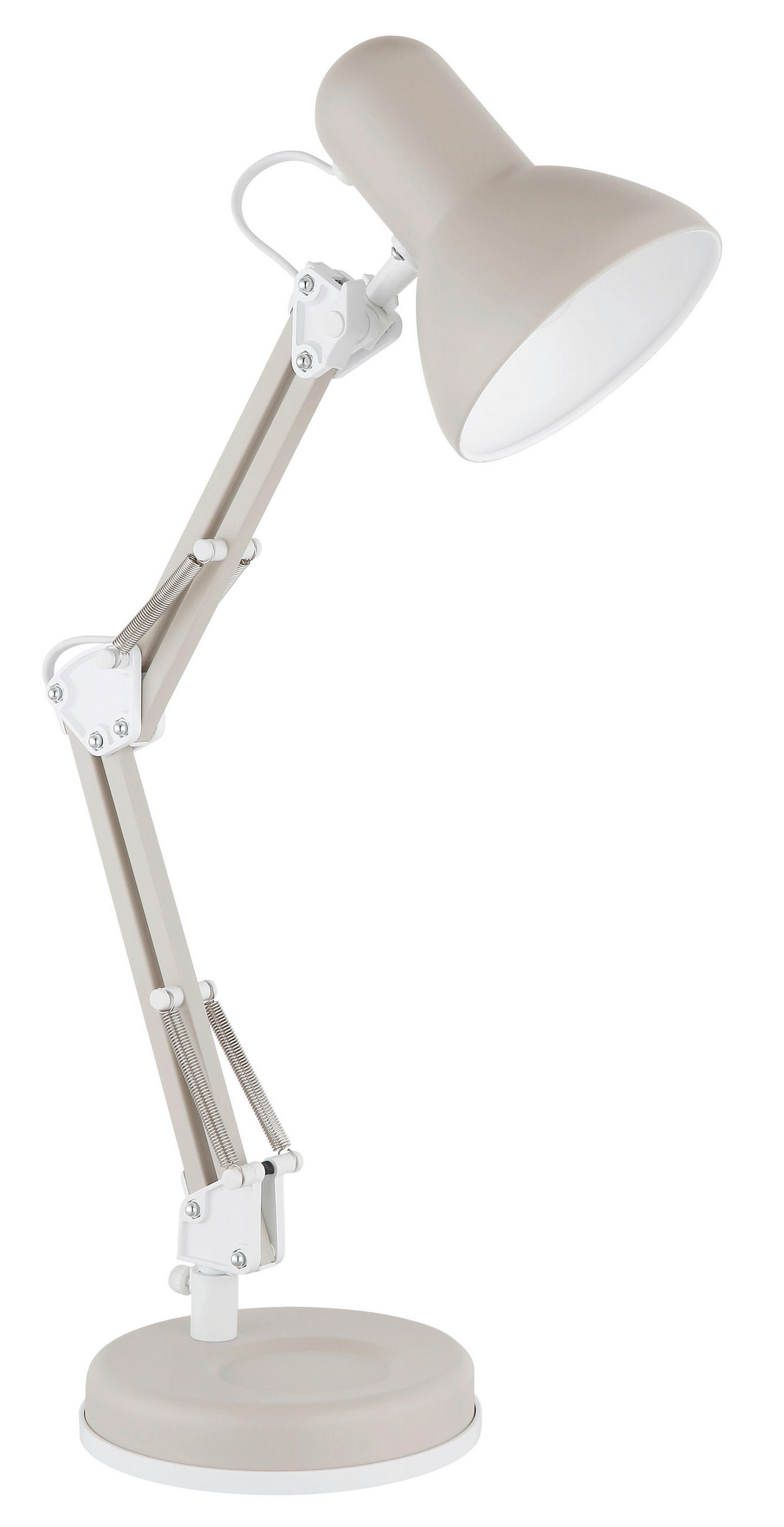 STOLNÍ LAMPA, E27, 40/15/59 cm - bílá/pískové barvy, Design, kov/plast (40/15/59cm)
