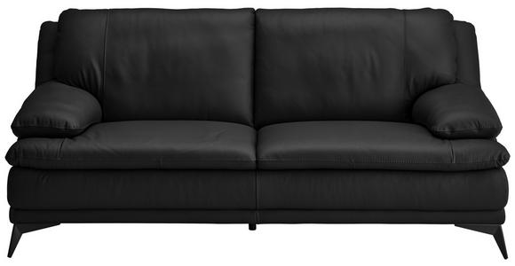 2,5-SITZER Schwarz Echtleder  - Schwarz, Design, Leder/Metall (212/92/98cm) - Novel