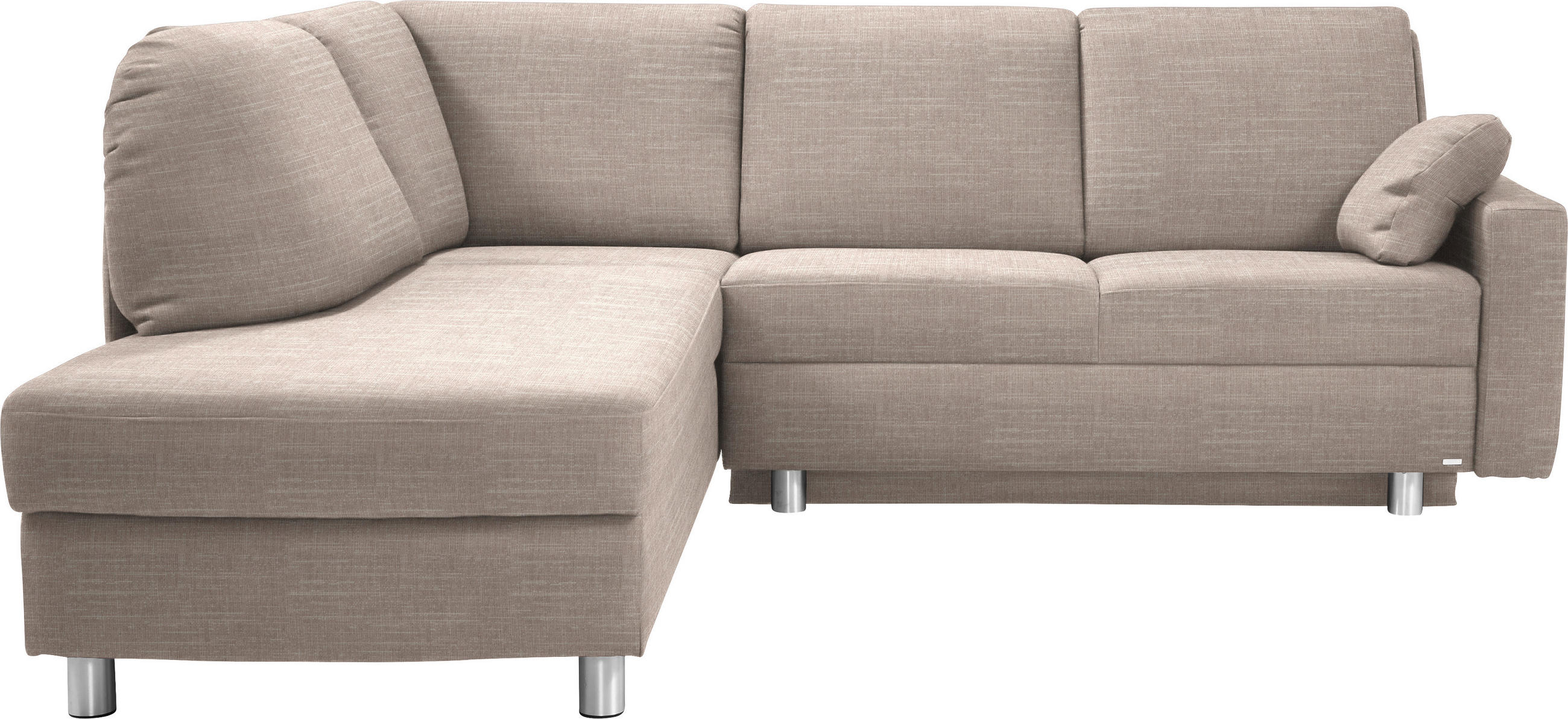ECKSOFA 208/227 cm  in Chenille Naturfarben, Beige Zierkissen, Armlehnenkissen  208/227 cm  - Beige/Alufarben, KONVENTIONELL, Textil/Metall (208/227cm) - Sedda