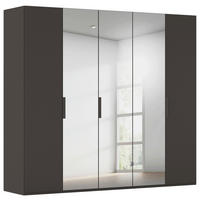 DREHTÜRENSCHRANK 251/223/61 cm,  in Graphitfarben, 5-türig  - Graphitfarben, Basics, Glas/Holzwerkstoff (251/223/61cm) - Novel