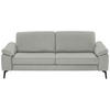 3-SITZER-SOFA in Echtleder Hellgrau  - Hellgrau/Schwarz, Design, Leder/Metall (224/88/100cm) - Valdera