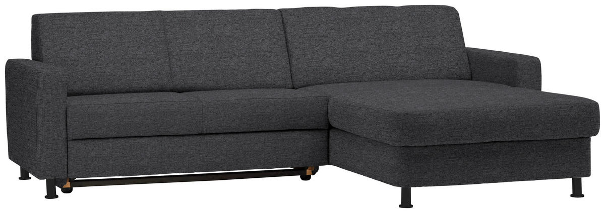 ECKSOFA in Webstoff Dunkelgrau  - Dunkelgrau/Schwarz, Design, Kunststoff/Textil (257/165cm) - Xora