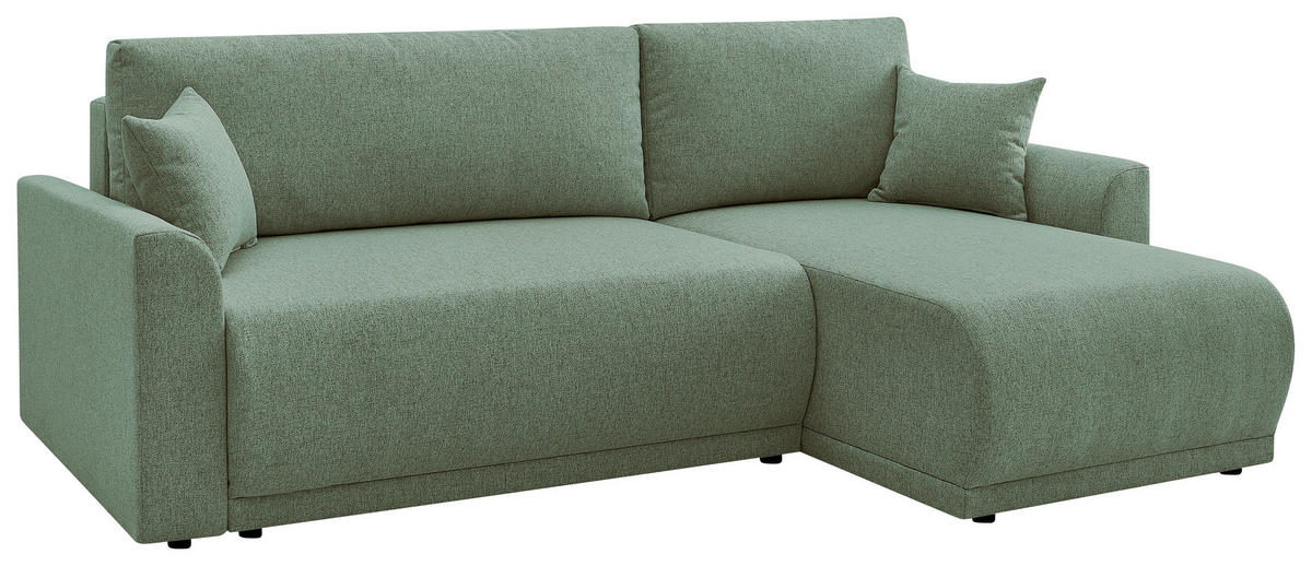 ECKSOFA KIMMY Grün Flachgewebe Zierkissen, Rückenkissen, Bettkasten  - Schwarz/Grün, Design, Kunststoff/Textil (233/146cm) - P & B