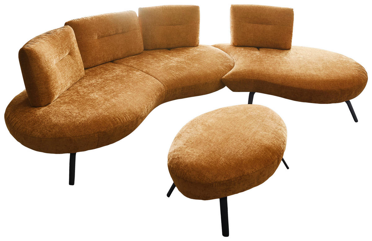 HOCKER Flachgewebe Senfgelb  - Senfgelb/Schwarz, Design, Textil/Metall (117/43/78cm) - Moderano