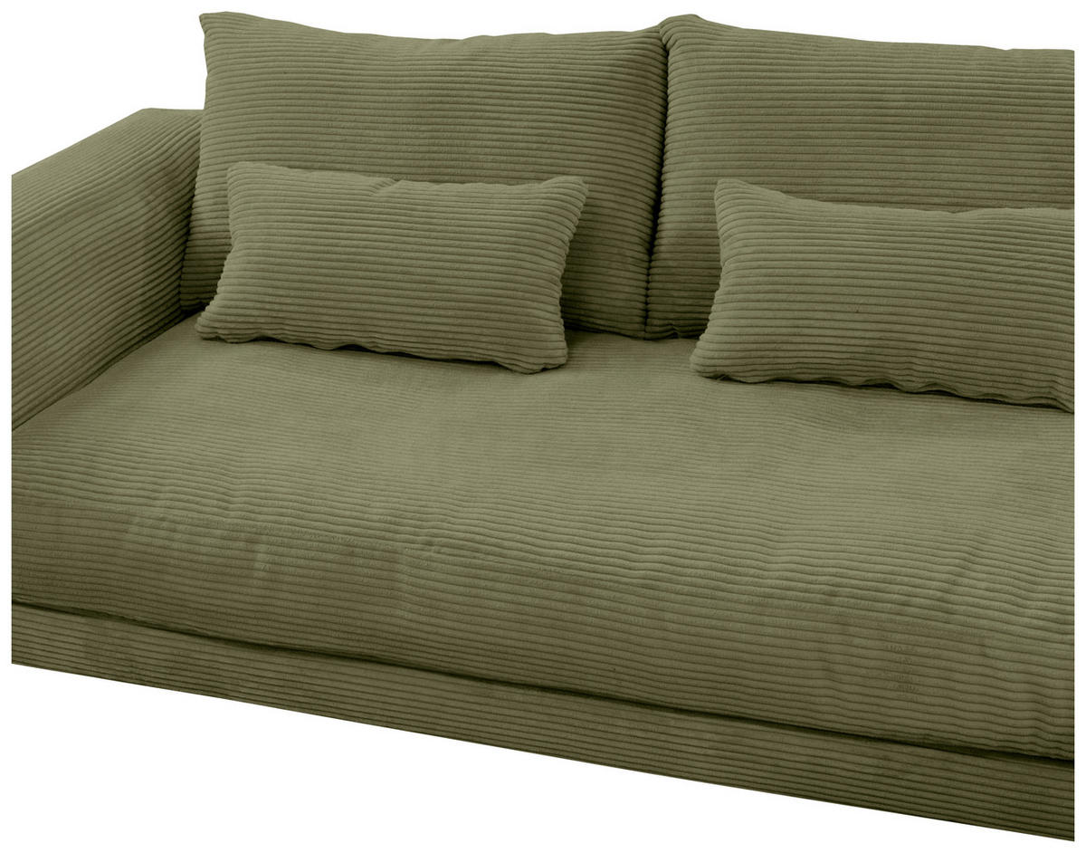 ECKSOFA in Cord Olivgrün  - Schwarz/Olivgrün, Design, Textil/Metall (313/172cm) - Livetastic