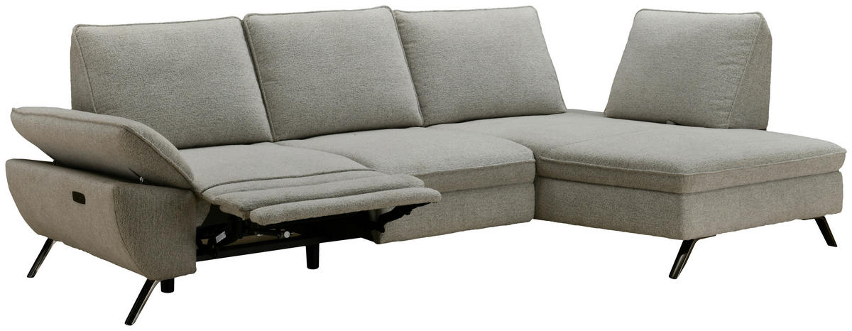 ECKSOFA Beige Webstoff  - Beige/Schwarz, MODERN, Textil/Metall (290/161cm) - Livetastic