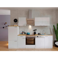 KÜCHENBLOCK 280 cm   in Weiss  - Weiss/Edelstahlfarben, Basics, Holzwerkstoff/Metall (280cm) - Respekta