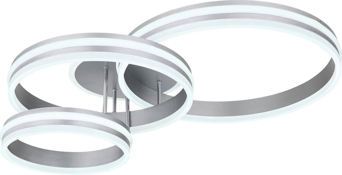 STROPNÍ LED SVÍTIDLO, 80/60/20 cm - šedá/opál, Design, kov/plast (80/60/20cm) - Novel