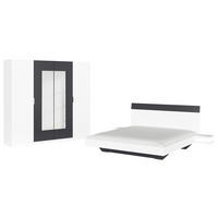 SCHLAFZIMMER Weiß, Dunkelgrau  - Dunkelgrau/Weiß, Design, Glas/Holzwerkstoff - Rauch Möbel