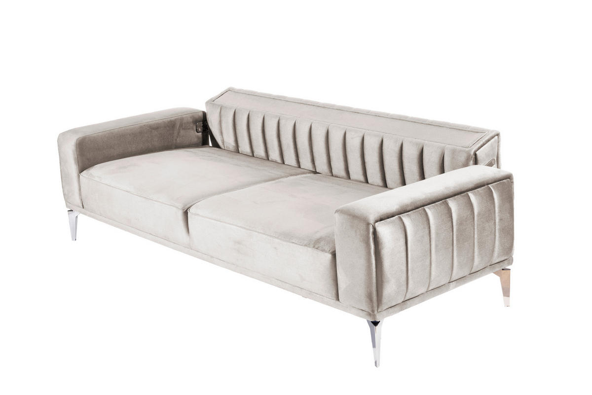 3-SED,  krem barve tekstil  - krem barve/barve aluminija, Design, umetna masa/tekstil (236/77/87cm) - Livetastic