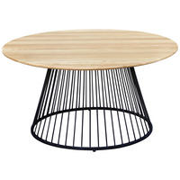 COUCHTISCH Eiche massiv 80/80/40 cm rund Schwarz, Eichefarben  - Eichefarben/Schwarz, Natur, Holz/Metall (80/80/40cm) - Cantus