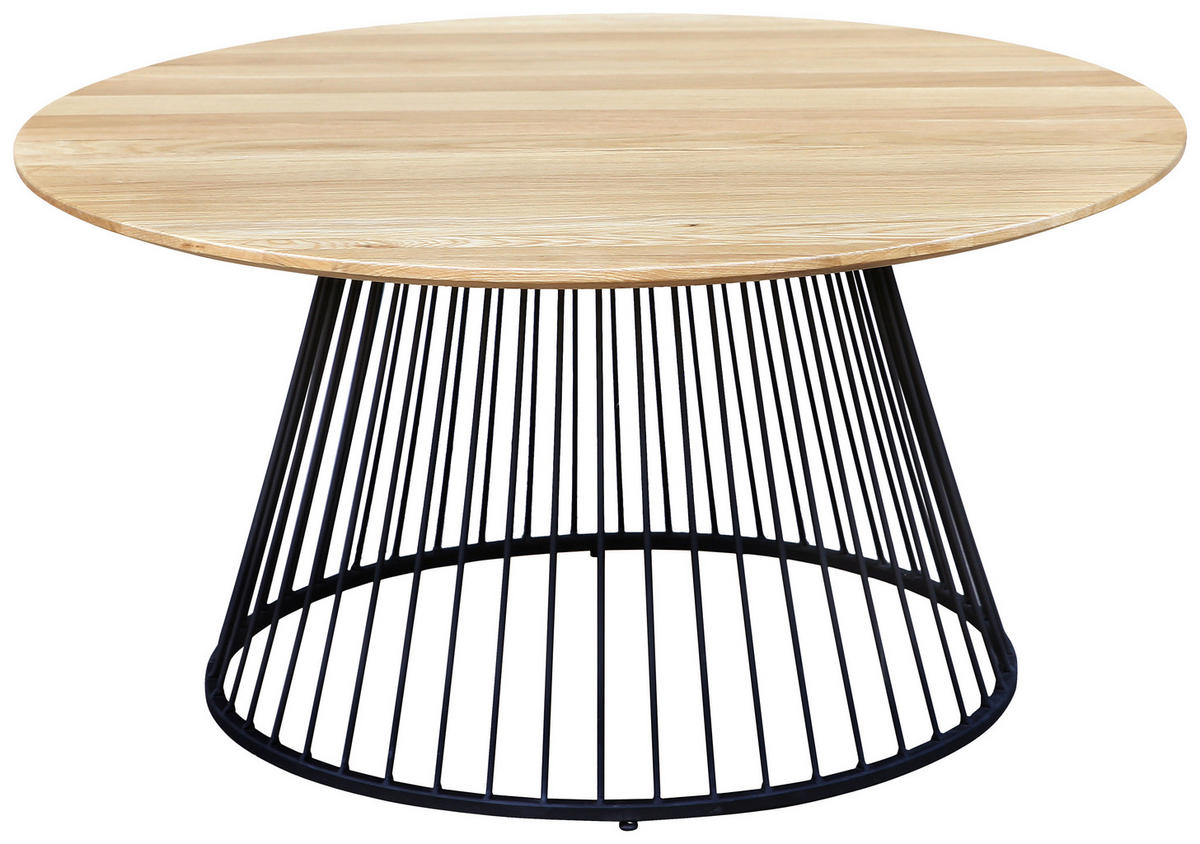 COUCHTISCH Eiche massiv 80/80/40 cm rund Schwarz, Eichefarben  - Eichefarben/Schwarz, Natur, Holz/Metall (80/80/40cm) - Cantus
