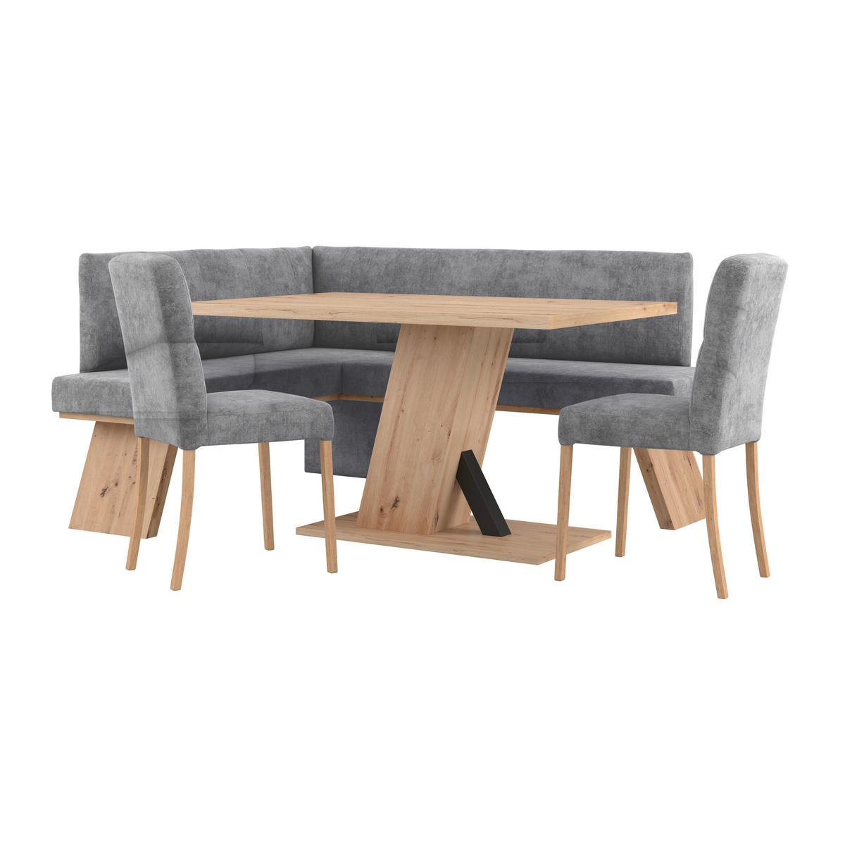 ECKBANK 150/185 cm Webstoff Schwarz   - Eichefarben/Schwarz, KONVENTIONELL, Textil (150/185cm) - Livetastic