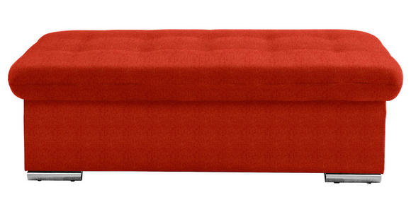 HOCKER in Textil Rot  - Silberfarben/Rot, Design, Textil/Metall (137/43/74cm) - Cantus
