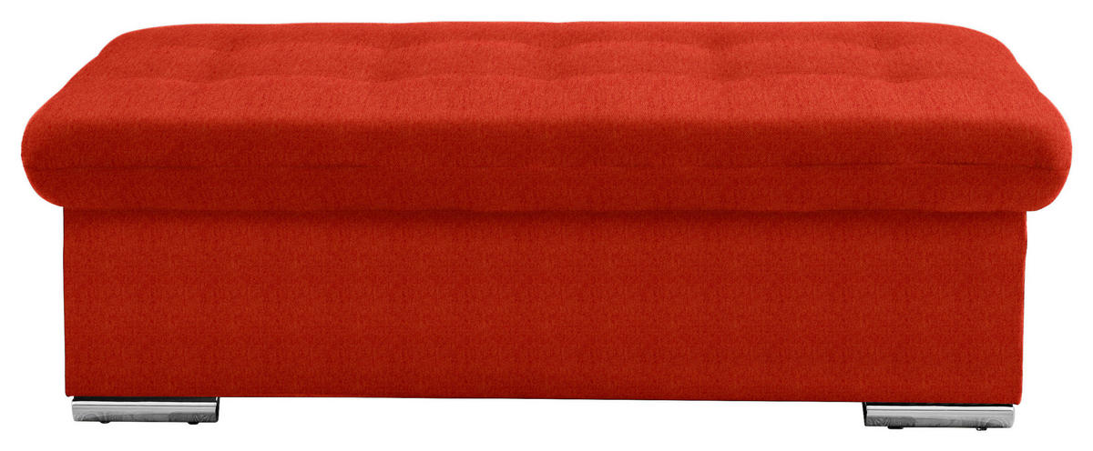 HOCKER in Textil Rot  - Silberfarben/Rot, Design, Textil/Metall (137/43/74cm) - Cantus