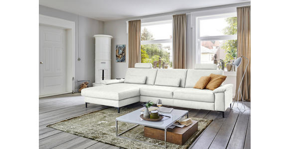 ECKSOFA  in Echtleder Weiß  176/334 cm  - Schwarz/Weiß, Design, Leder/Metall (176/334cm) - Dieter Knoll