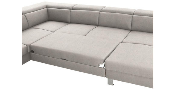 WOHNLANDSCHAFT inkl.Funktionen Ecru Webstoff - Ecru/Silberfarben, Design, Textil/Metall (226/320/168cm) - Xora