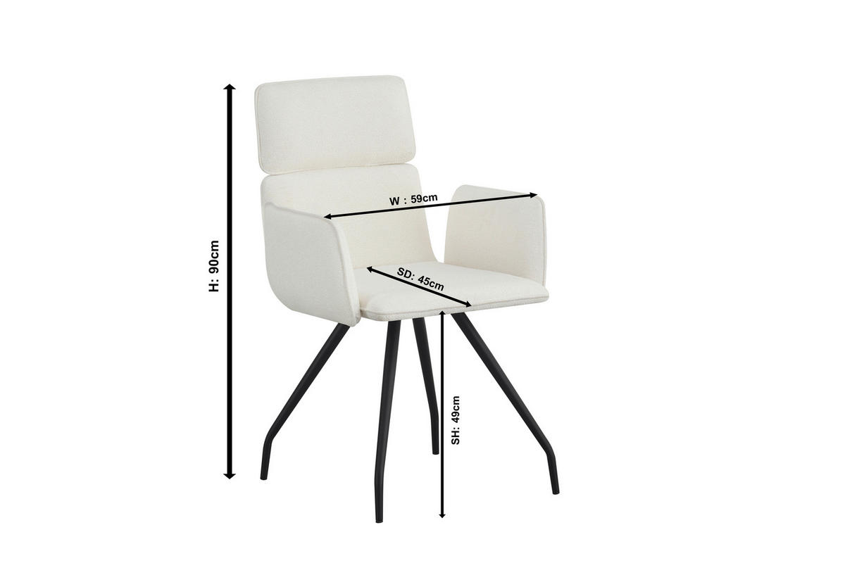ARMLEHNSTUHL  in Eisen Webstoff  - Creme/Schwarz, Design, Textil/Metall (58/90/62cm) - Stylife