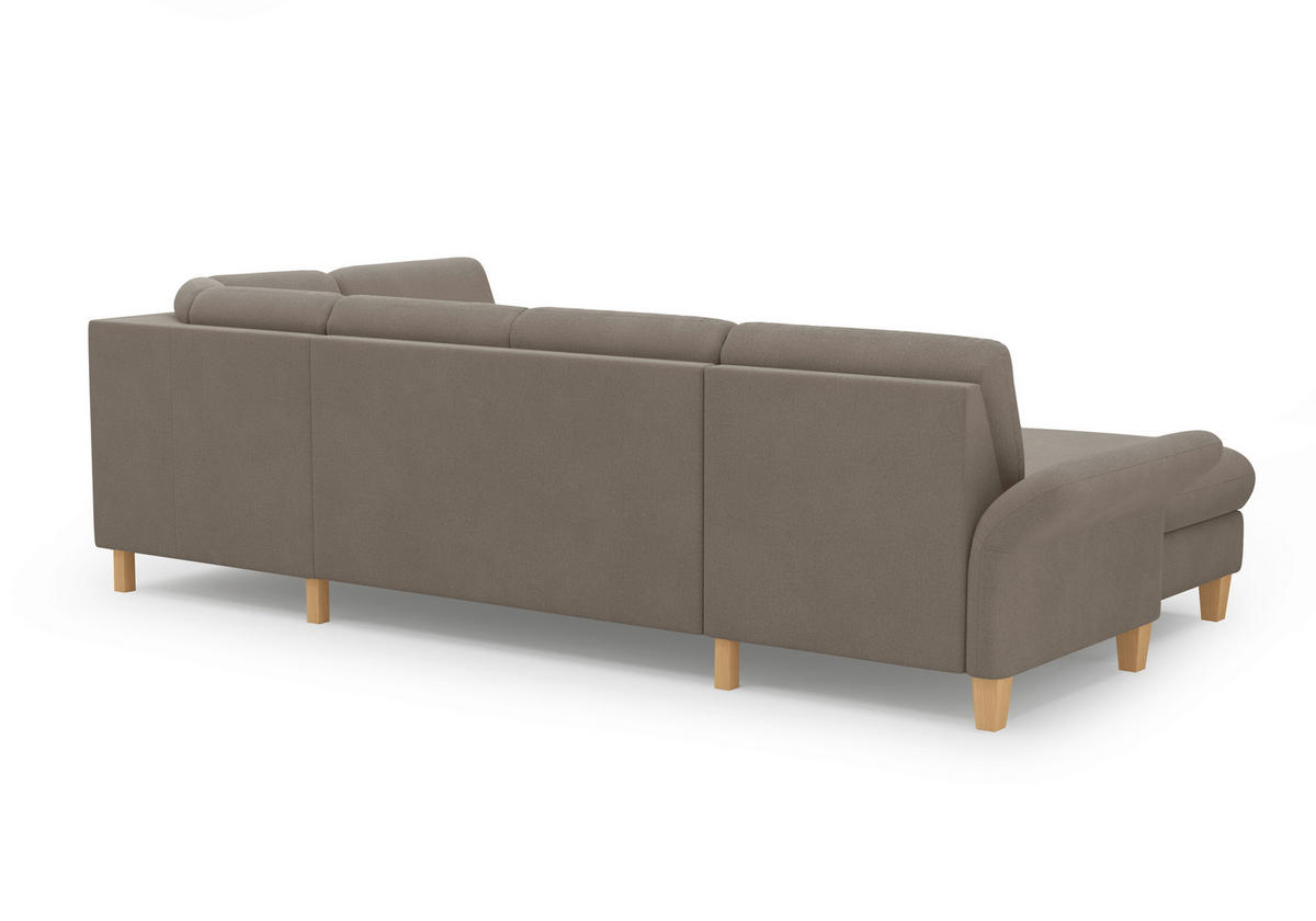 WOHNLANDSCHAFT Schlammfarben Flachgewebe  - Schlammfarben/Eichefarben, KONVENTIONELL, Holz/Textil (164/314/195cm) - Sit & More