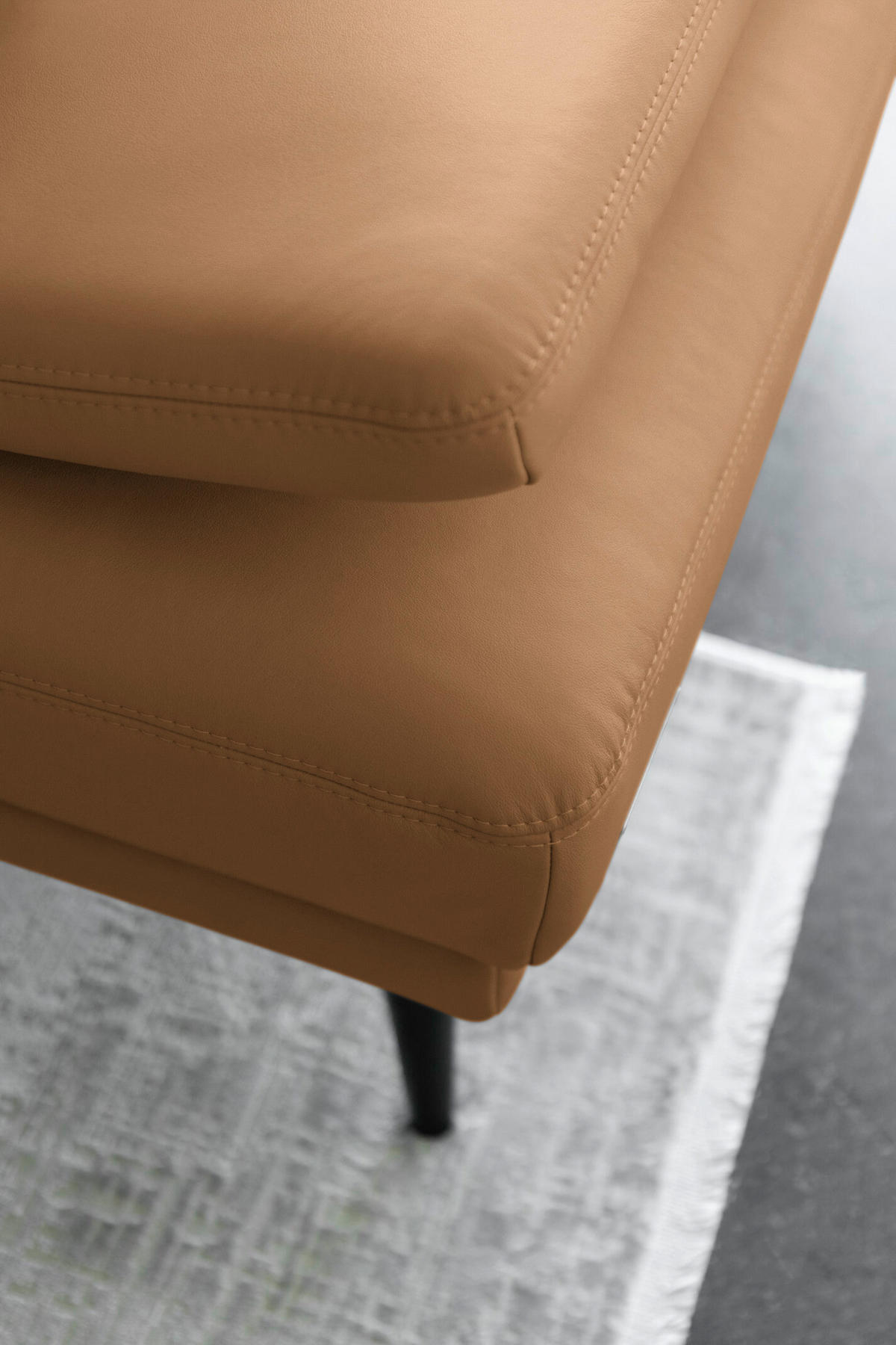 ECKSOFA Echtleder Hellbraun  - Hellbraun/Schwarz, Konventionell, Leder/Metall (301/180cm) - Joop!