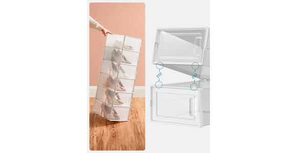 SCHUHBOX - Transparent/Weiß, Trend, Kunststoff (33,5/14,3/23,2cm) - Boxxx