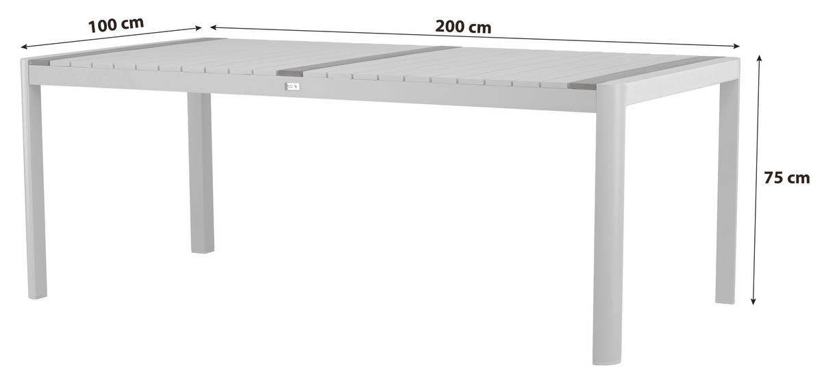 GARTENTISCH 100/75/200 cm Holz, Metall  - Weiß, KONVENTIONELL, Holz/Metall (100/75/200cm) - Gardenson