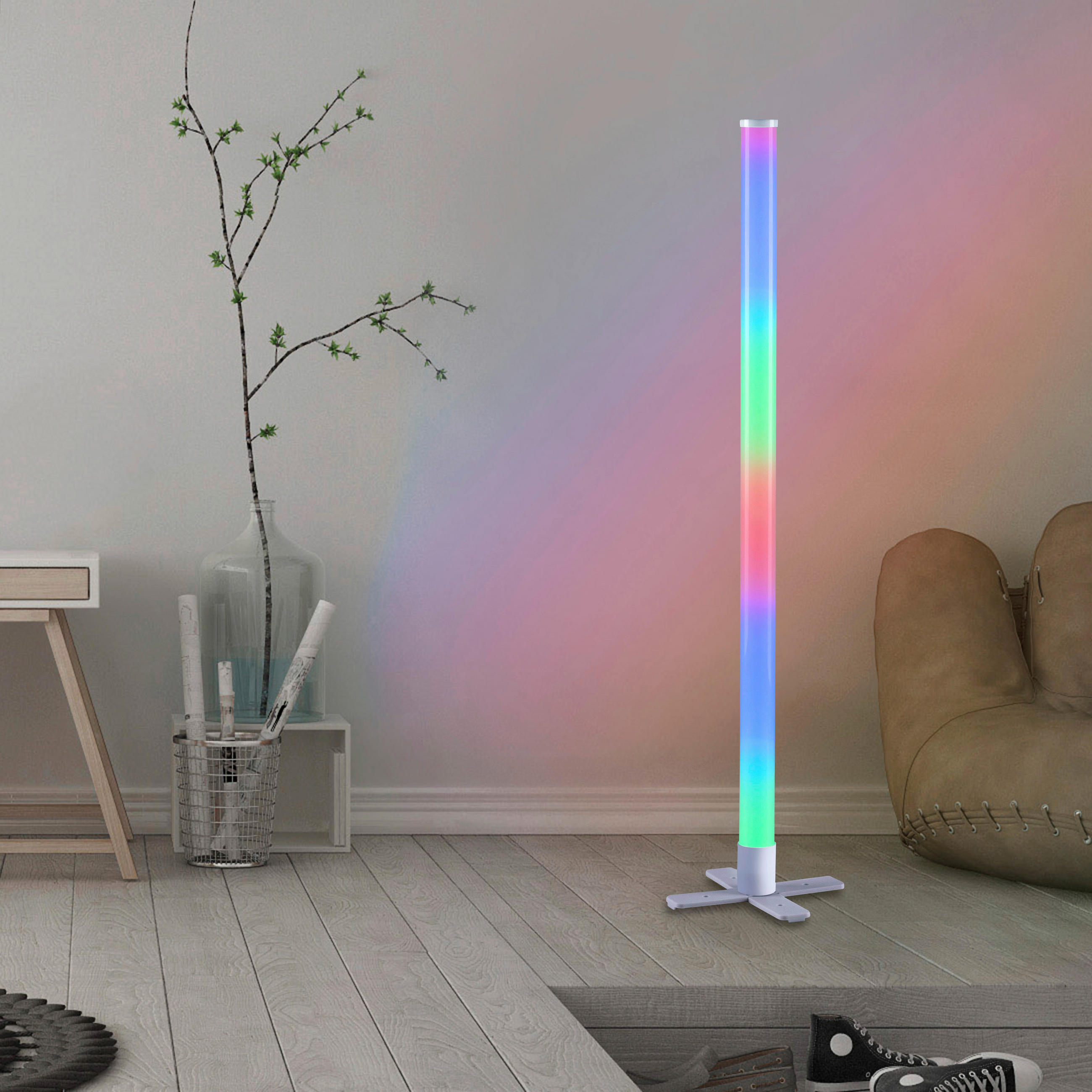 STOJEČA LED-SVETILKA  Ringo //// - srebrne barve, Design, umetna masa (24,5/24,5/103cm)