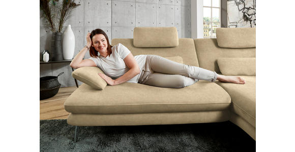 ECKSOFA in Velours Cappuccino 284/184 cm - Schwarz/Cappuccino, Design, Textil/Metall (284/184cm) - Dieter Knoll