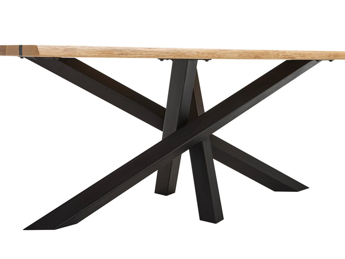 ESSTISCH in Holz, Metall 220/100/76 cm  - Wildeiche/Schwarz, Design, Holz/Metall (220/100/76cm) - Linea Natura