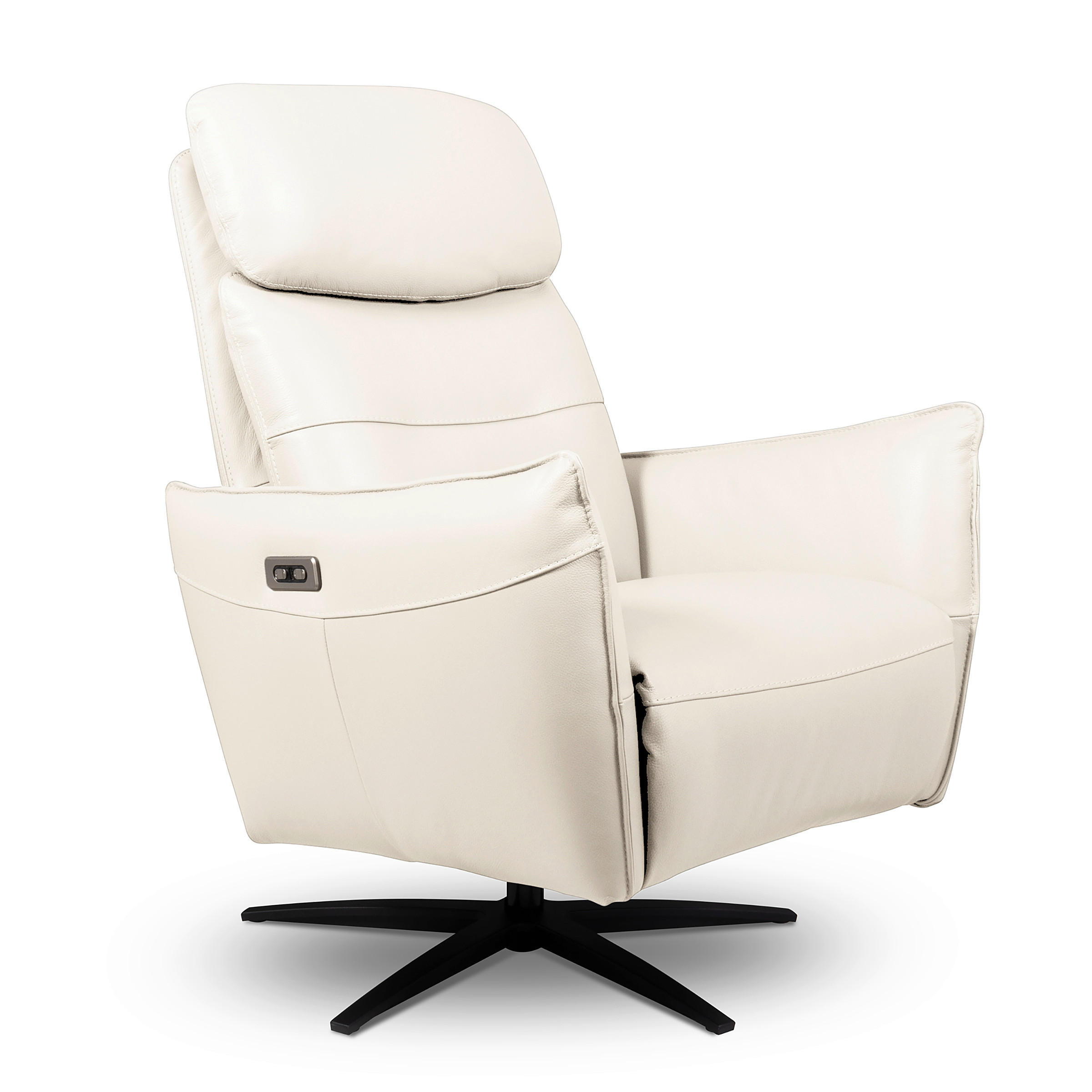 RELAXSESSEL Leder Weiss  - Weiss/Schwarz, Design, Leder/Metall (77/107/88cm) - Livetastic
