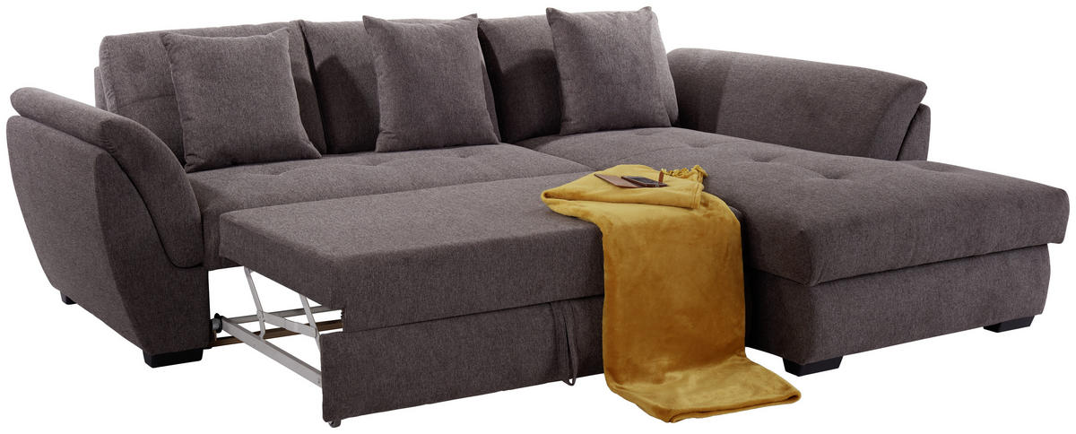 ECKSOFA in Webstoff Braun  - Braun, Design, Kunststoff/Textil (278/187cm) - Livetastic