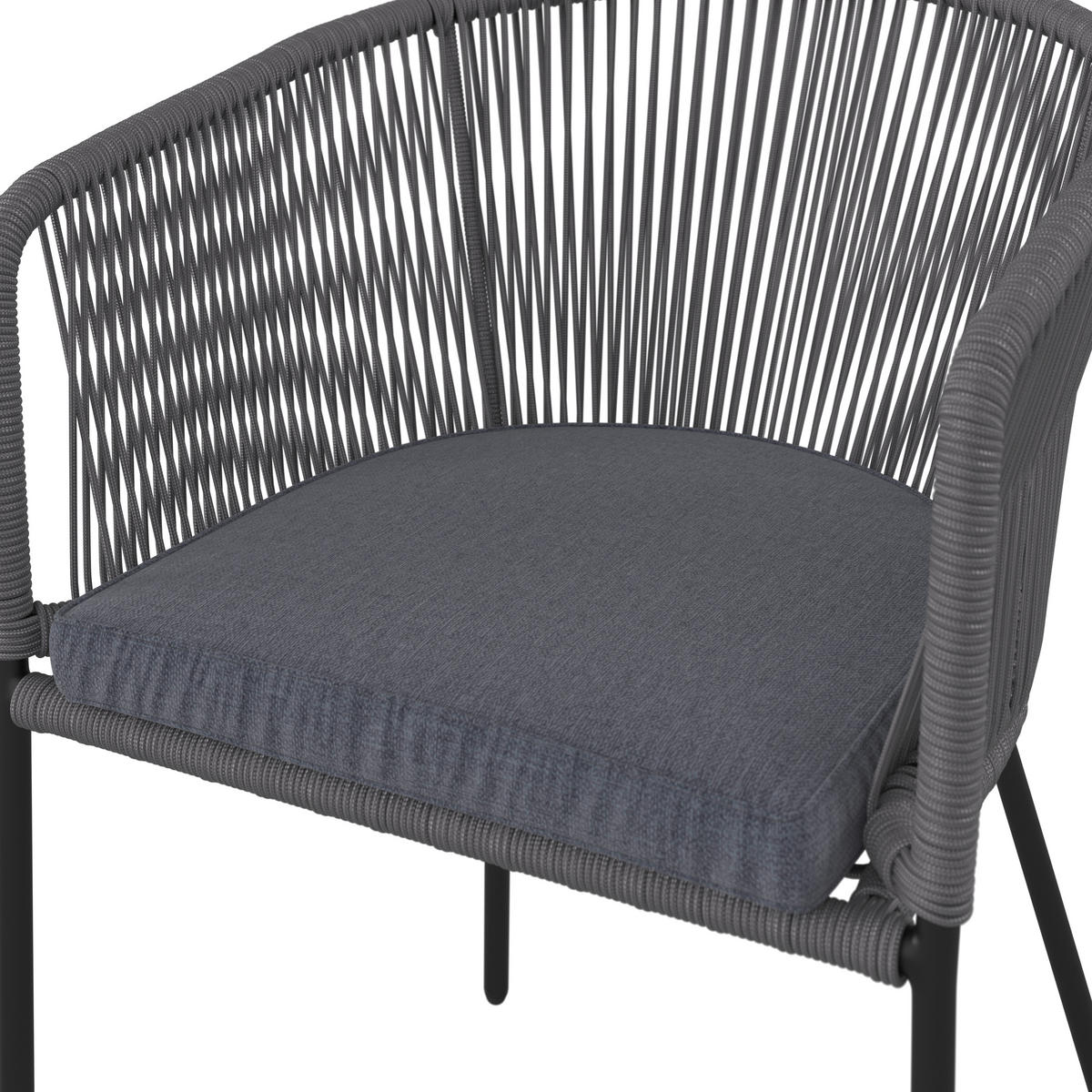 SADA ZAHRADNÍCH KŘESEL, kov, textil - šedá/černá, Moderní, kov/textil (56/59/72cm) - Ambia Garden
