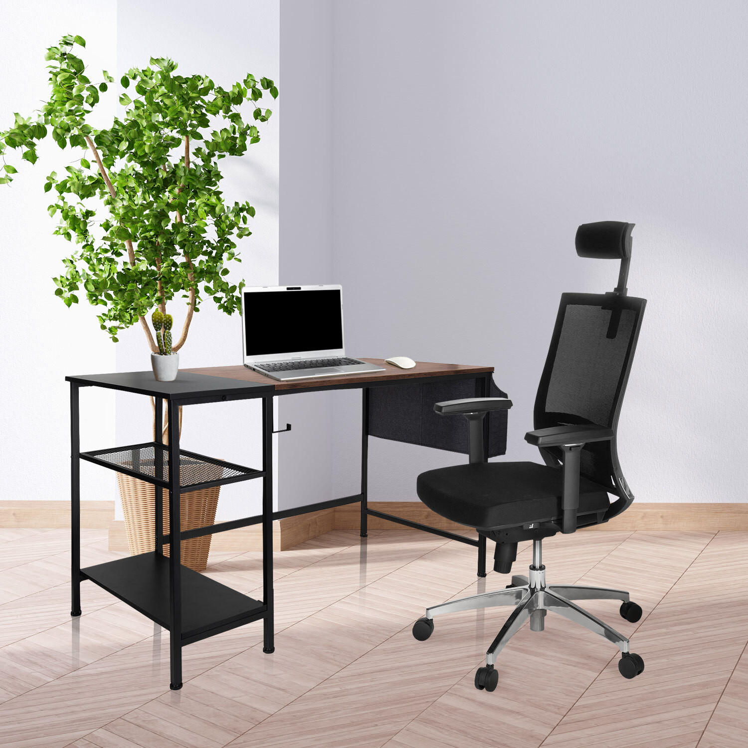 SCHREIBTISCH 120/60/76 cm  in Braun, Schwarz  - Schwarz/Braun, Basics, Holzwerkstoff/Metall (120/60/76cm) - MID.YOU