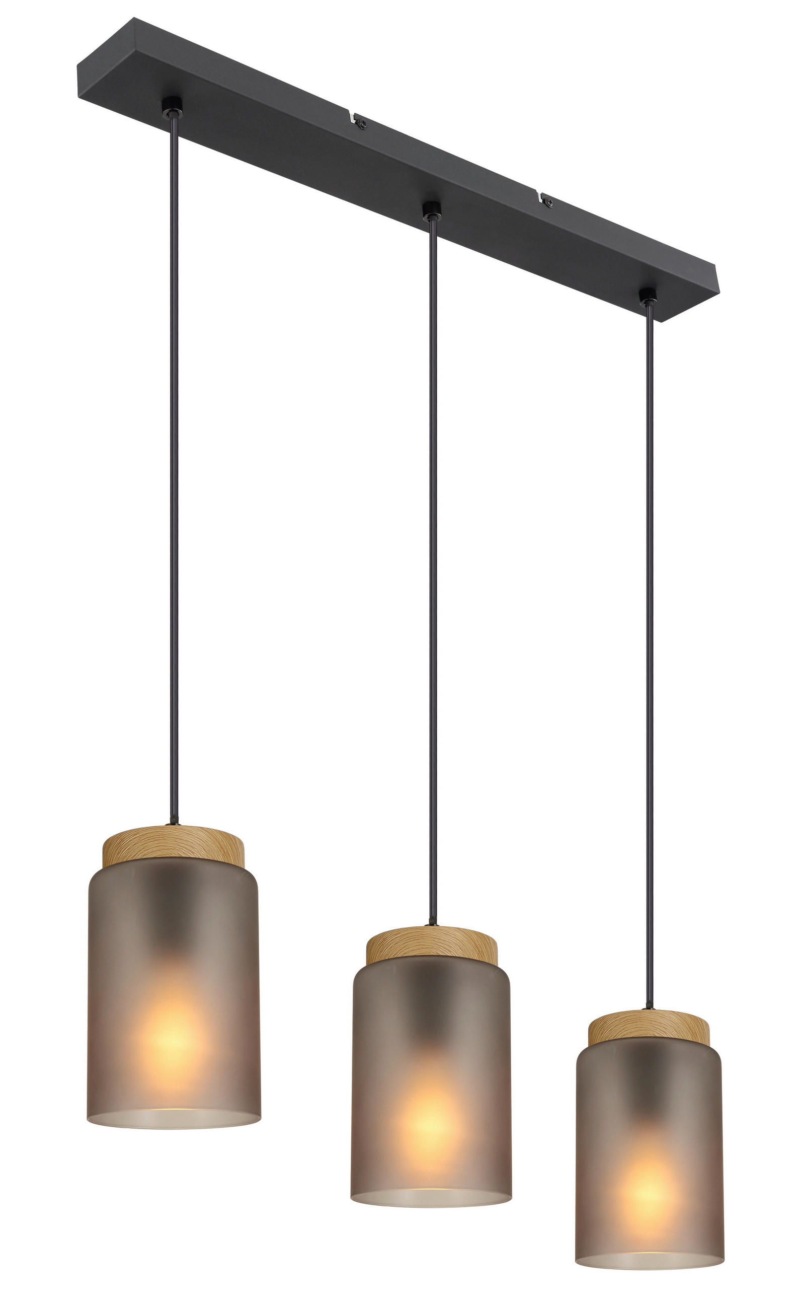 HÄNGELEUCHTE 67/12/120 cm   - Schwarz/Grau, Trend, Glas/Metall (67/12/120cm) - Novel