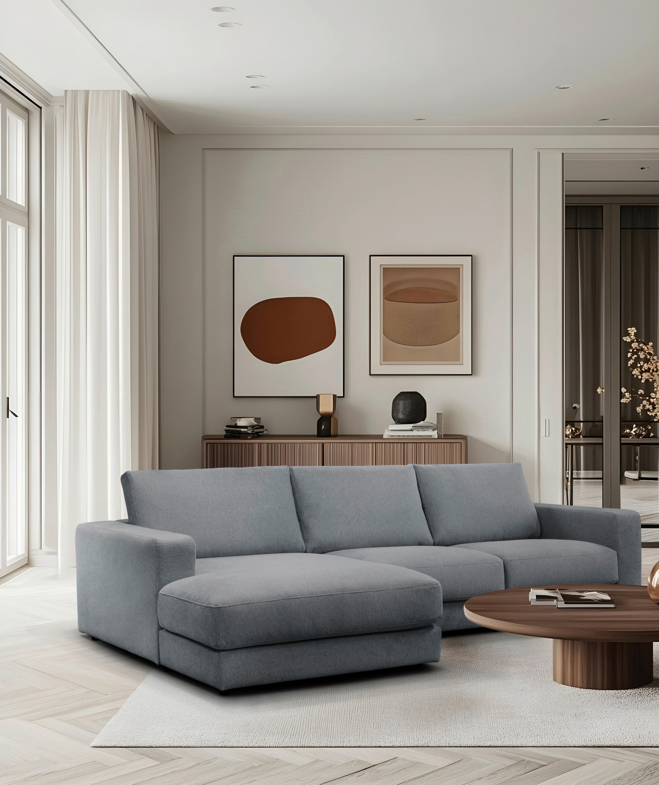 ECKSOFA VIGO Graugrün  - Schwarz/Graugrün, Design, Textil (172cm) - MID.YOU