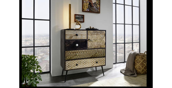 KOMMODE in 80/90/35 cm - Goldfarben/Multicolor, LIFESTYLE, Holz/Metall (80/90/35cm) - Landscape