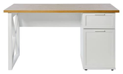 SCHREIBTISCH 140/59/74,8 cm  in Weiß, Eichefarben  - Eichefarben/Weiß, KONVENTIONELL, Holzwerkstoff/Metall (140/59/74,8cm) - Livetastic