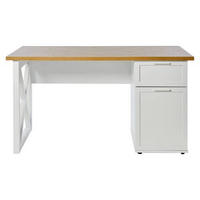 SCHREIBTISCH 140/59/74,8 cm  in Weiss, Eichefarben  - Weiss/Eichefarben, Konventionell, Holzwerkstoff/Metall (140/59/74,8cm) - Livetastic