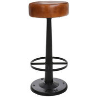 BARHOCKER Echtleder Braun, Schwarz Eisen Typenauswahl  - Schwarz/Braun, LIFESTYLE, Leder/Metall (36/80/36cm) - Landscape