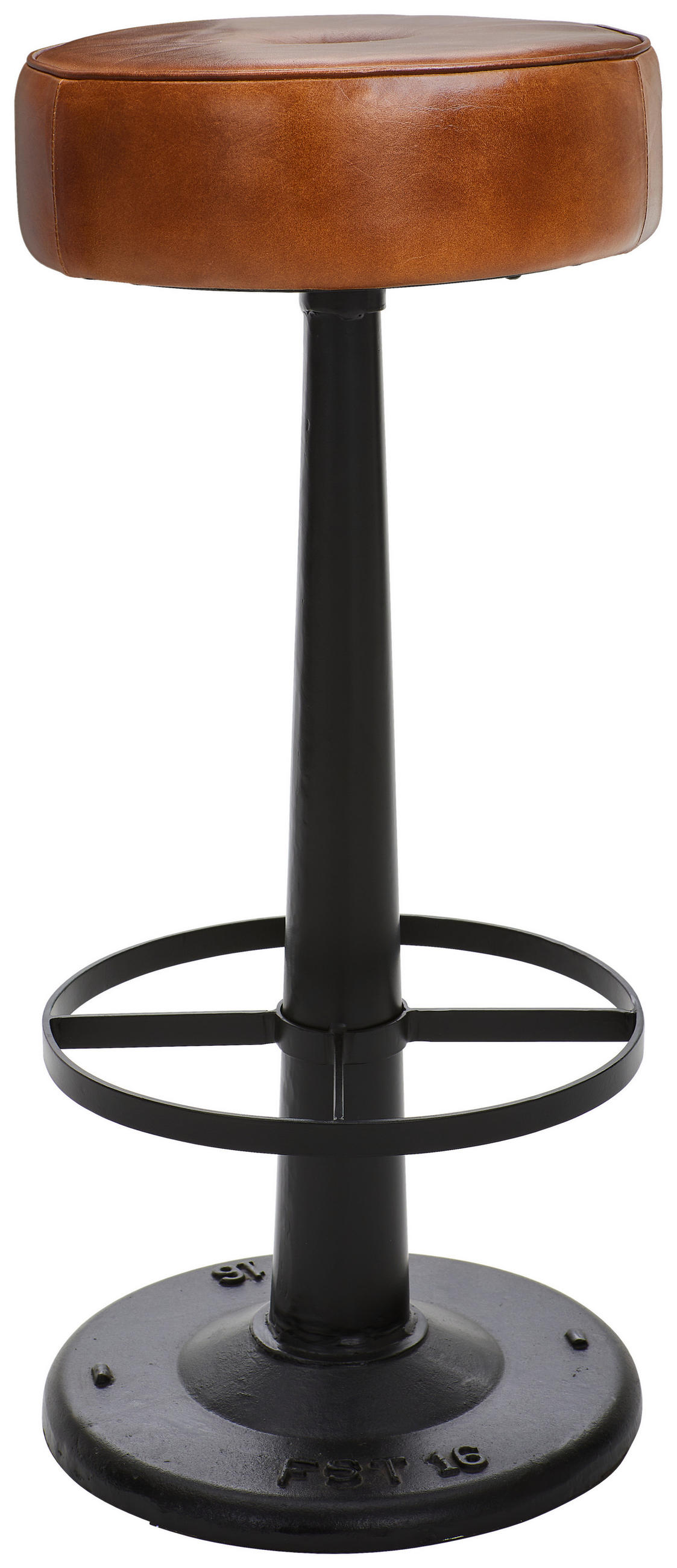 BARHOCKER Echtleder Braun, Schwarz Eisen Typenauswahl  - Schwarz/Braun, LIFESTYLE, Leder/Metall (36/80/36cm) - Landscape