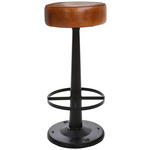 BARHOCKER Echtleder Braun, Schwarz Eisen Typenauswahl - Schwarz/Braun, LIFESTYLE, Leder/Metall (36/80/36cm) - Landscape