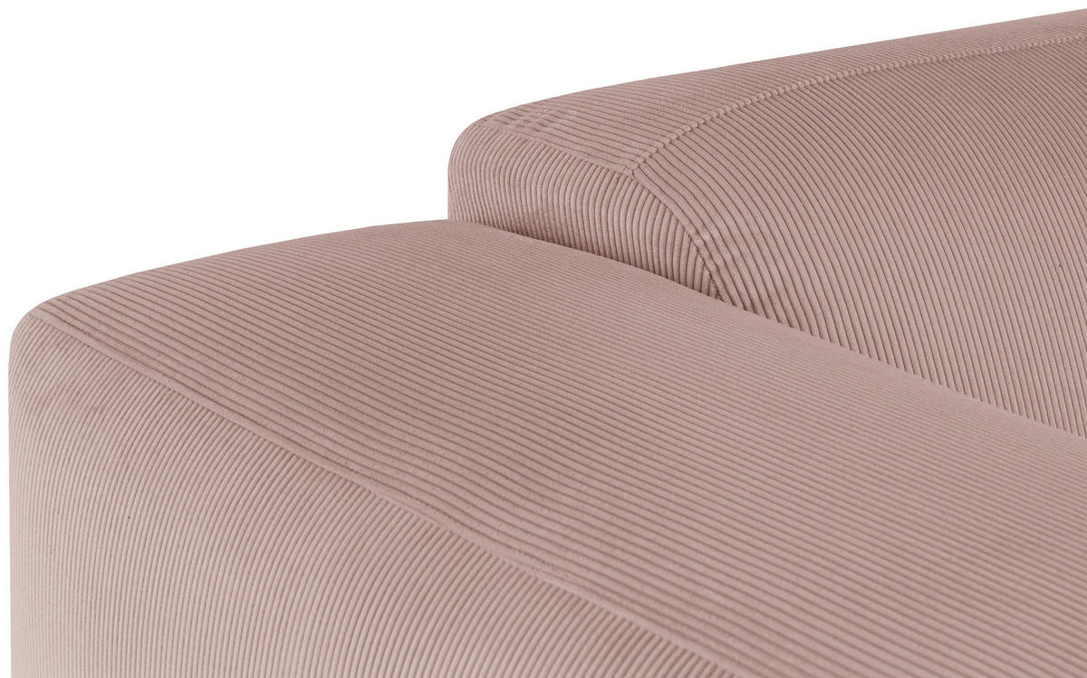 ECKSOFA in Cord Rosa  - Schwarz/Rosa, Design, Kunststoff/Textil (304/200cm) - MID.YOU