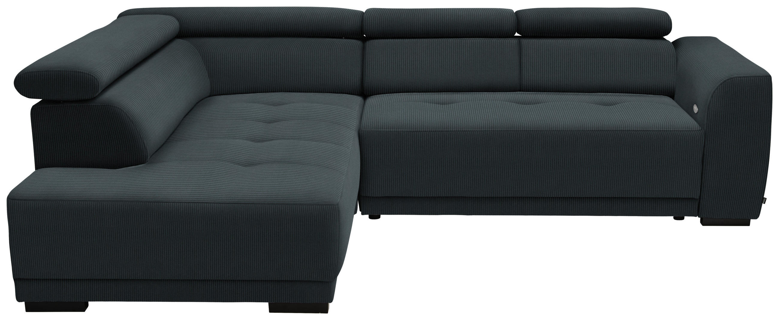 ECKSOFA in Feincord Anthrazit  - Anthrazit/Schwarz, Design, Kunststoff/Textil (205/284cm) - MID.YOU