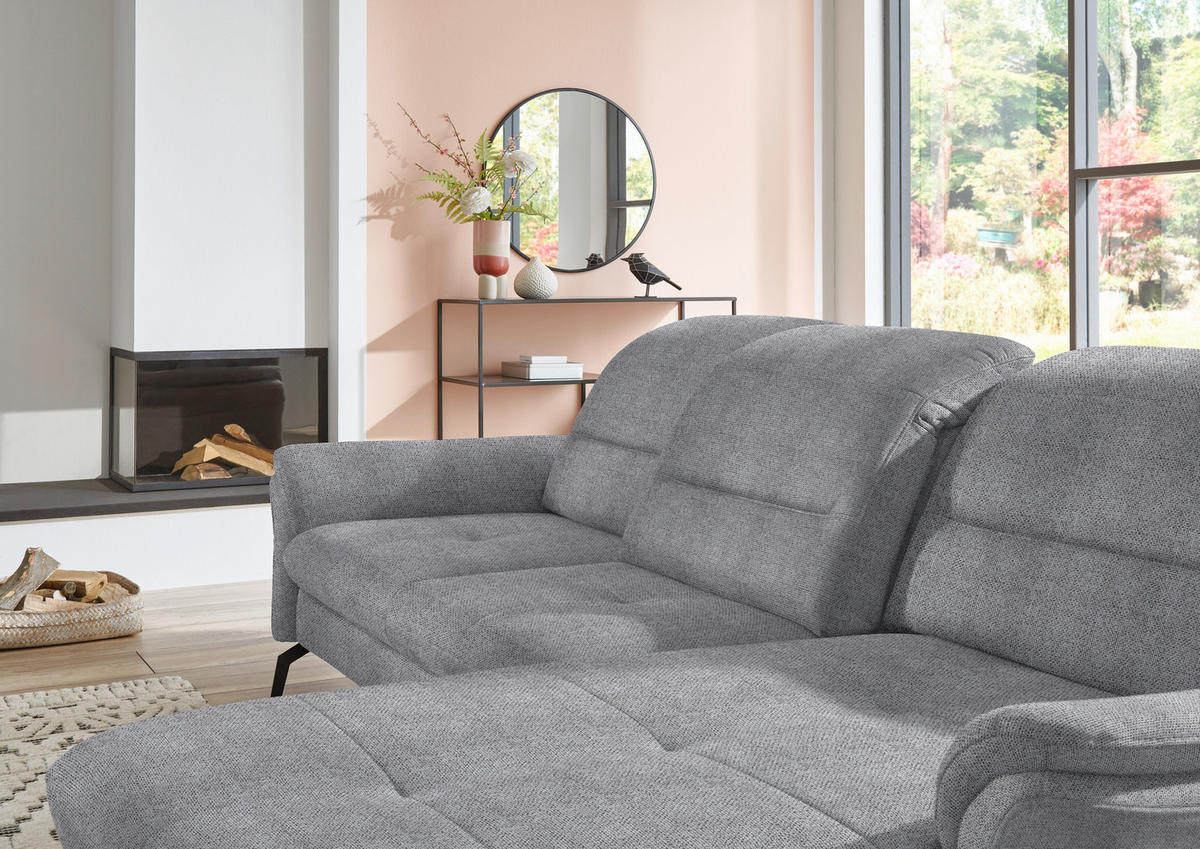 ECKSOFA in Flachgewebe Grau  - Schwarz/Grau, Konventionell, Textil/Metall (260/181cm) - Beldomo Speed