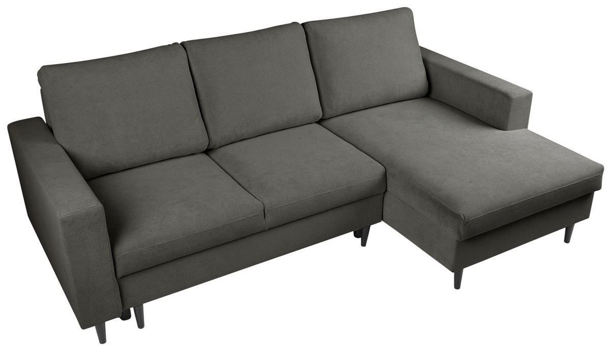 ECKSOFA in Struktur Dunkelbraun  - Dunkelbraun/Schwarz, Modern, Holz/Kunststoff (230/145cm) - MID.YOU
