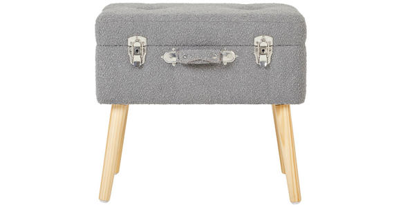 HOCKER Vliesstoff, Bouclé Kiefer Grau, Hellbraun  - Hellbraun/Naturfarben, Trend, Holz/Textil (50/46/35cm) - Xora