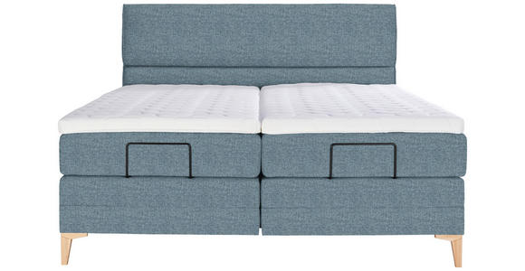 BOXSPRINGBETT 180/200 cm  in Blau  - Blau/Eichefarben, KONVENTIONELL, Holz/Textil (180/200cm) - Voleo