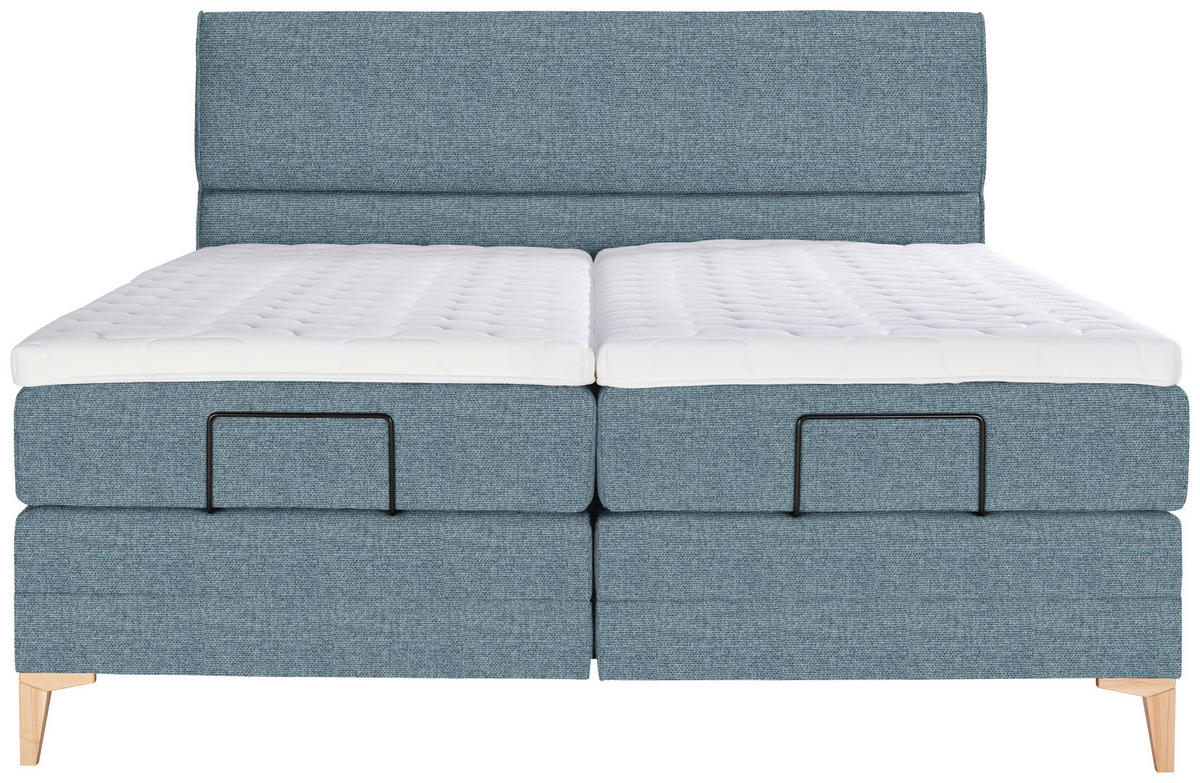 BOXSPRINGBETT 200/200 cm  in Blau  - Blau/Eichefarben, KONVENTIONELL, Holz/Textil (200/200cm) - Voleo